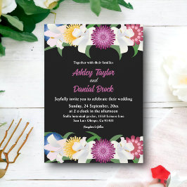 Invitación Elegantes Rosas de color rústico Boda floral negro