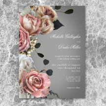 Elegantes Rosas de flores blancas rosadas Boda gri