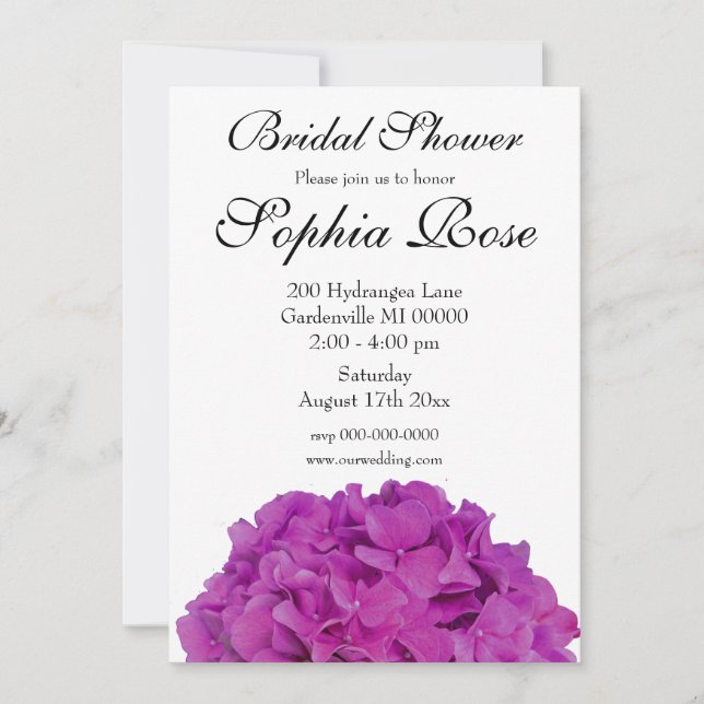 Invitación Elegantes rosas de hortensias florales de magenta  (Anverso)