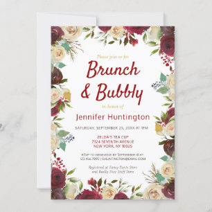 Invitación Elegantes Rosas de invierno Ducha Brunch & Bubbly