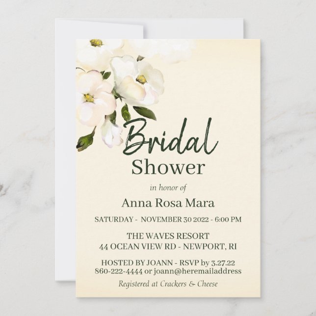 Invitación *~* Elegantes Rosas de la playa blanca de Rubor Du (Anverso)