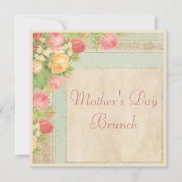 Invitación Elegantes Rosas de la Vintage Brunch del Día de la