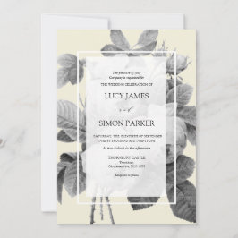 Invitación Elegantes Rosas de la Vintage francesa monocromáti