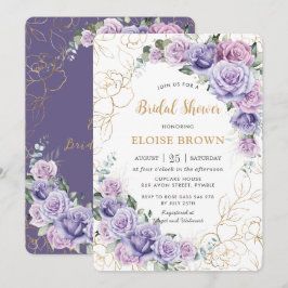 Invitación Elegantes Rosas de Lavanda Lilac Púrpura Ducha Bri