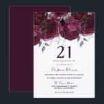 Invitación Elegantes Rosas de los Marrones de Borgoña Fiesta<br><div class="desc">Elegantes Rosas de los Marrones de Borgoña Invitación a la fiesta de cumpleaños número 21 Ver colección coincidente en la tienda de nichos y nidos</div>