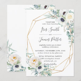 Invitación Elegantes Rosas de Marfil Boda Floral Eucalyptus