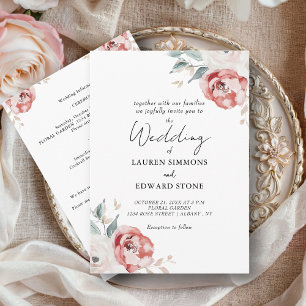 Invitación Elegantes Rosas De Marfil Rojo De Rubor En Un Boda