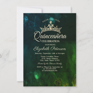 Invitación Elegantes Rosas de Moda Gothic Quinceañera