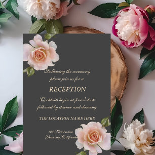 Invitación Elegantes Rosas de Moda, recepción de boda floral