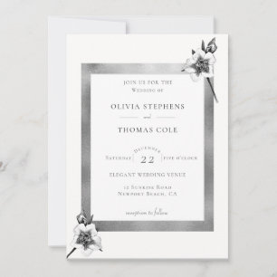 Invitación Elegantes Rosas de Navidad Boda de Navidades de or