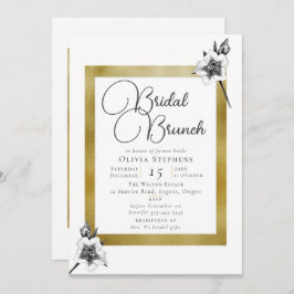 Invitación Elegantes Rosas de Navidad Navidades de oro Brunch