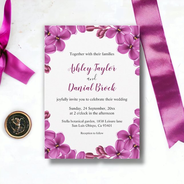 Invitación Elegantes Rosas de orquídeas moradas Boda veranieg (Subido por el creador)