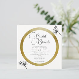 Invitación Elegantes Rosas del marco dorado Navidades Brunch