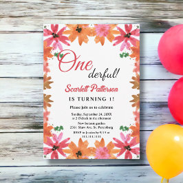 Invitación Elegantes Rosas del país otoño floral primer cumpl