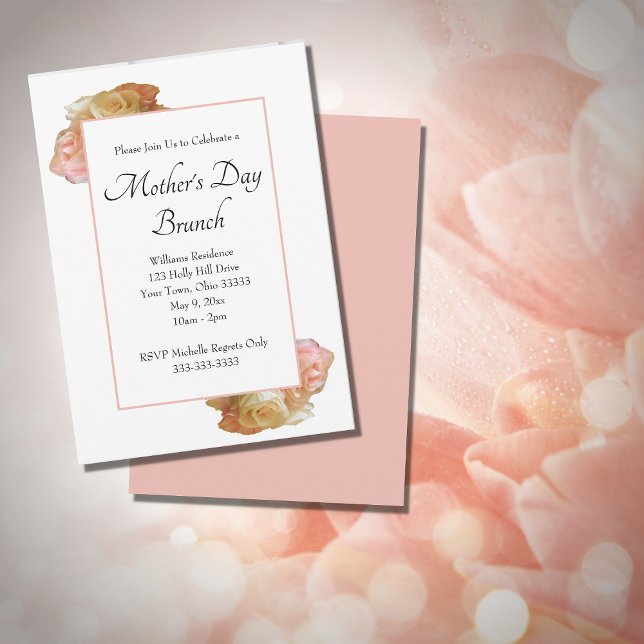 Invitación Elegantes Rosas Floral Brunch del Día de la Madre (Subido por el creador)