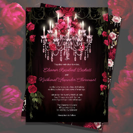 Invitación Elegantes Rosas florales de Borgoña Boda de candel