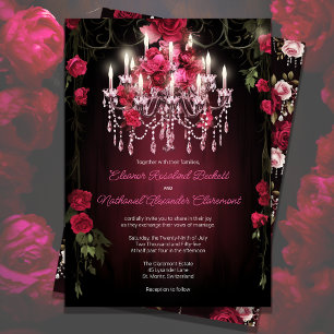 Invitación Elegantes Rosas florales de Borgoña Boda de candel