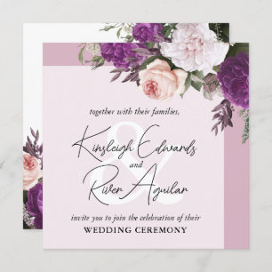 Invitación Elegantes Rosas florales y Boda Dusty Mauve