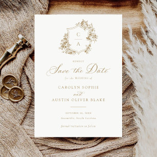 Invitación Elegantes Rosas franceses Floral Escudo Guardar ta