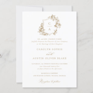 Invitación Elegantes Rosas franceses Floral Vintage Gold Escu