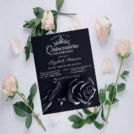 Invitación Elegantes Rosas Gothic Quinceañera