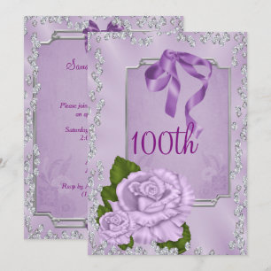 Invitación Elegantes Rosas Lilas Románticas y Lazos 100º