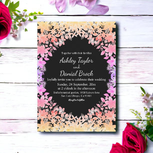 Invitación Elegantes Rosas Luminosos del Boho Boda Floral Neg