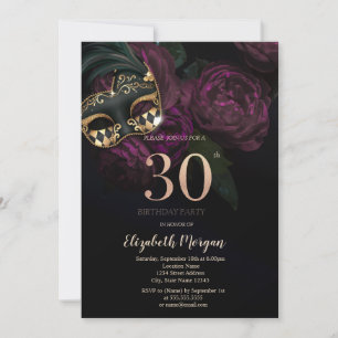 Invitación Elegantes Rosas Máscara Confeti 30