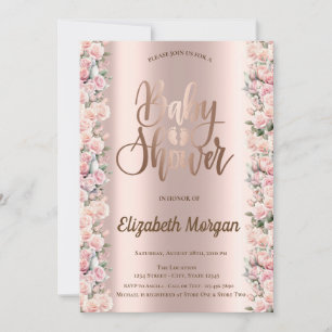 Invitación Elegantes Rosas Moda Rosa Gold Baby Shower