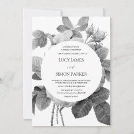 Invitación Elegantes Rosas monocromáticos de Floral Vintage