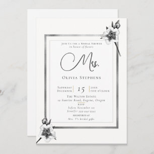 Invitación Elegantes Rosas Navidades plateados Futuro Sra. Sh