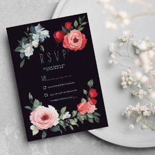 Invitación Elegantes rosas negras rojas rosadas azules románt