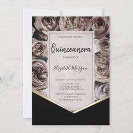 Invitación Elegantes Rosas oscuros Quinceanera