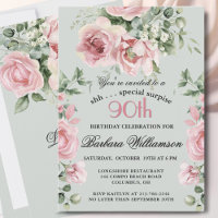 Elegantes Rosas Pintadas Sorpresa Cumpleaños 90