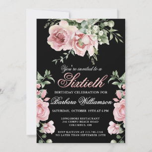 Invitación Elegantes Rosas pintados a mano Fiesta de cumpleañ