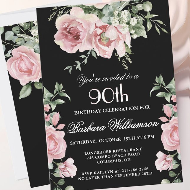 Invitación Elegantes Rosas pintados a mano Fiesta de cumpleañ (Subido por el creador)
