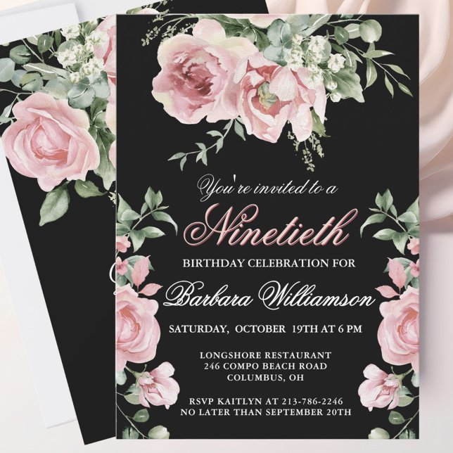 Invitación Elegantes Rosas pintados a mano Fiesta de cumpleañ (Subido por el creador)