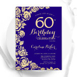 Invitación Elegantes Rosas Purple Gold<br><div class="desc">Invitación a la fiesta de cumpleaños número 60 de Purple Gold Floral. Diseño elegante con rosas, Relieve metalizado de oro falso y tipografía tipo guión. La carta de invitación a la moda es perfecta para una elegante celebración de cumpleaños femenina. Se puede personalizar a cualquier edad. Invitaciones Zazzle impresas o...</div>