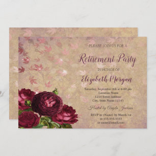 Invitación Elegantes rosas rojas cayendo deja la jubilación