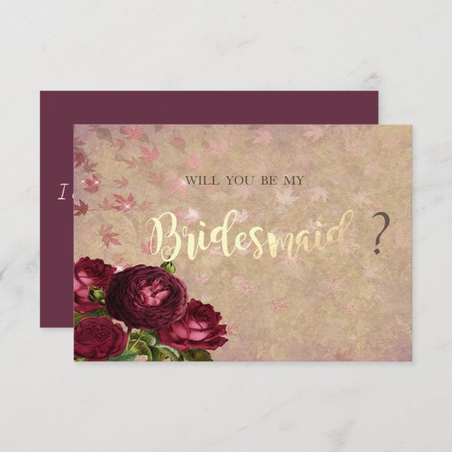 Invitación Elegantes rosas rojas cayendo hojas (Anverso / Reverso)