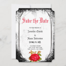Invitación Elegantes rosas rojas góticas salvan la fecha