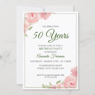 Invitación Elegantes Rosas rojas y verdes cumpleaños de madre