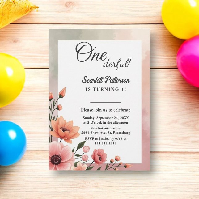 Invitación Elegantes Rosas románticos acuarela Floral cumplea (Subido por el creador)