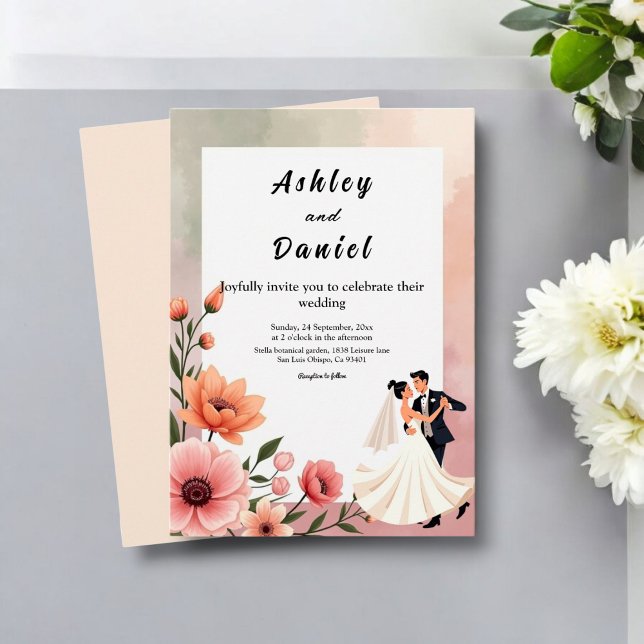 Invitación Elegantes Rosas románticos Boda floral de Bride Gr (Subido por el creador)