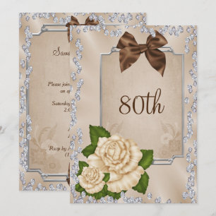 Invitación Elegantes Rosas románticos de marfil y bengalas 80