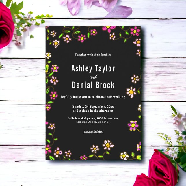 Invitación Elegantes Rosas románticos iluminan a Boda floral  (Subido por el creador)