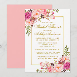 Invitación Elegantes Rosas rosados de Rubor duchas de novias