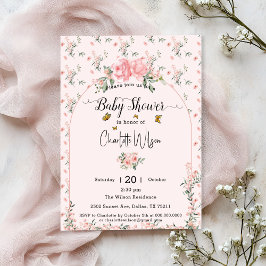 Invitación Elegantes rosas rosas rosas con Baby Shower maripo
