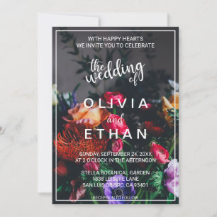 Invitación Elegantes rosas ruidosos florecen bodas florales r