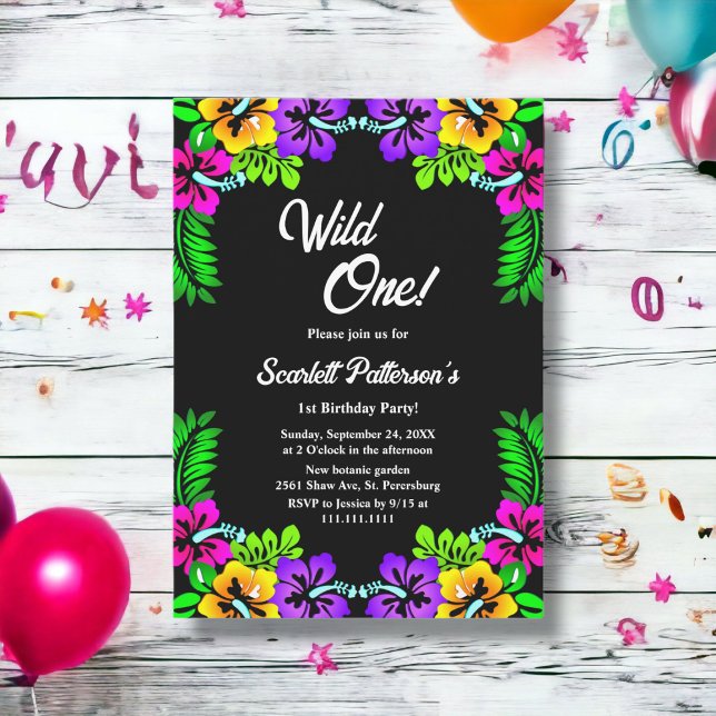 Invitación Elegantes Rosas Rústicos Floral Negra Primer cumpl (Subido por el creador)